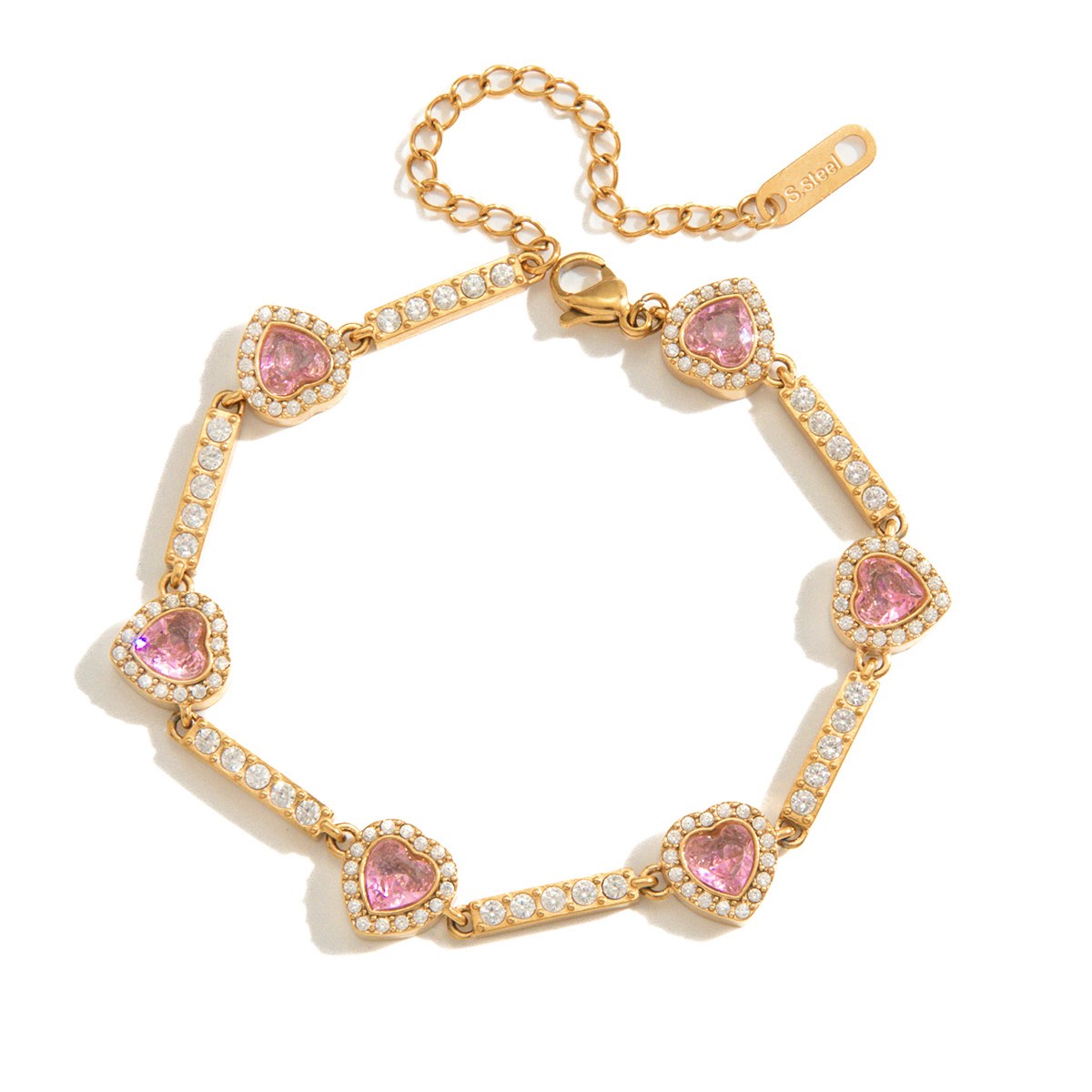 Chosen Pink Heart Station Bracelet