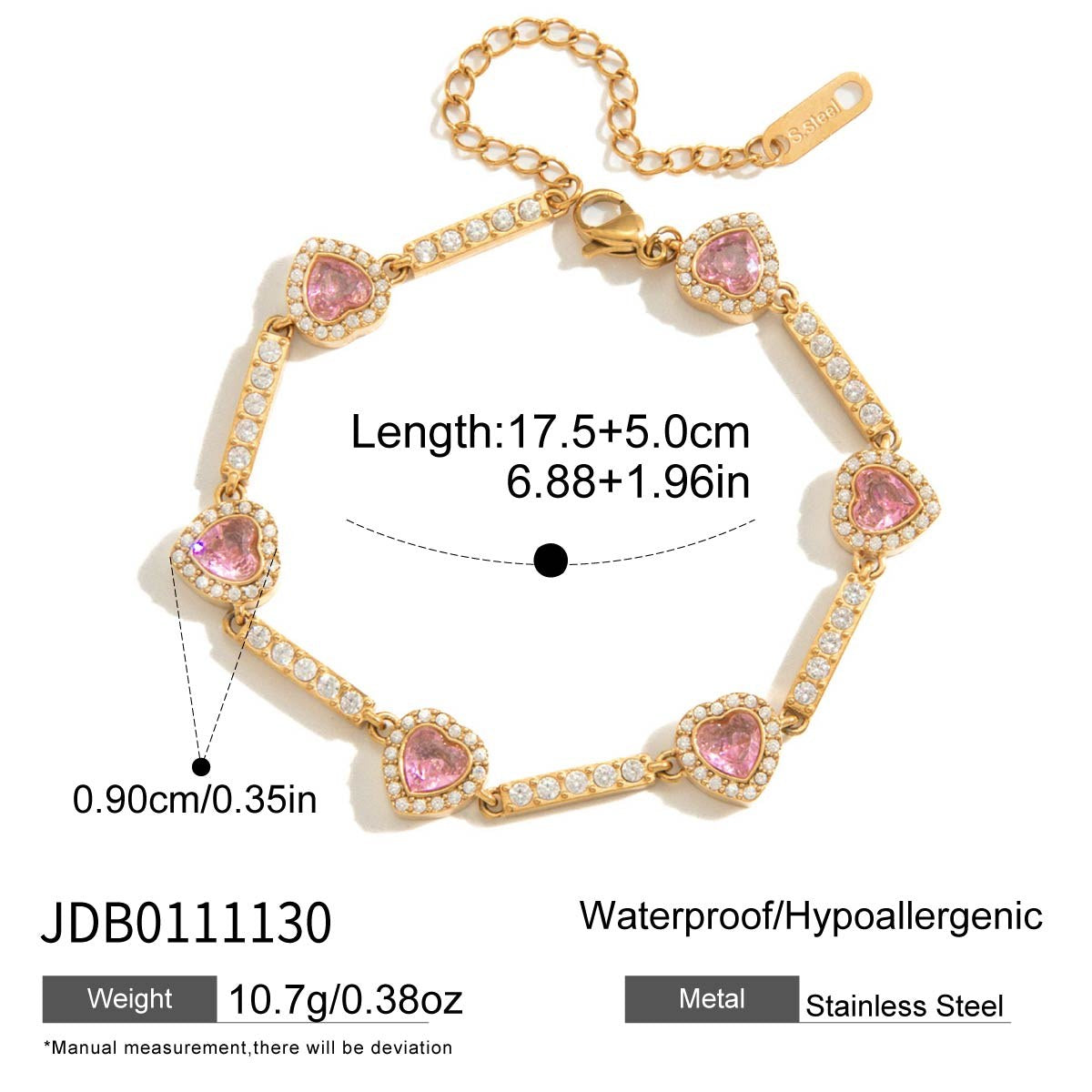 Chosen Pink Heart Station Bracelet