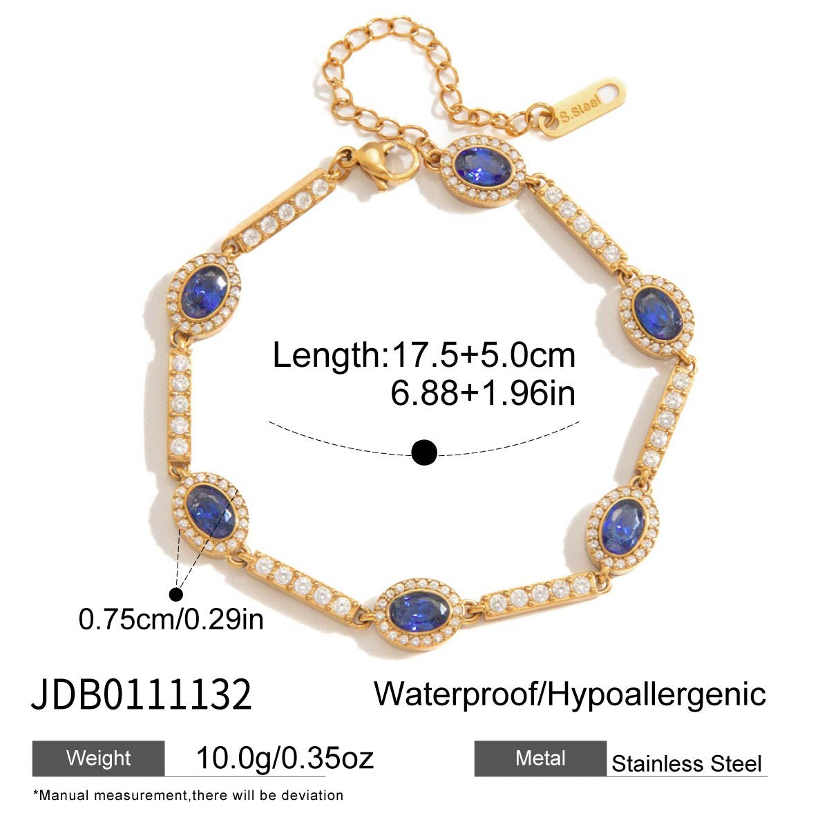 Elevated Sapphire Oval Station Bracelet