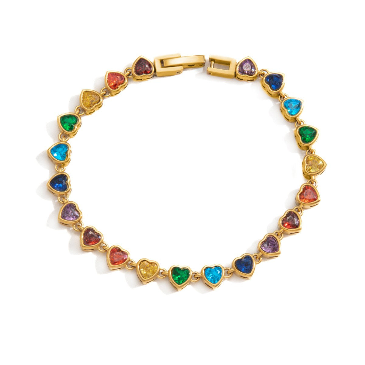 Chosen Rainbow Heart Tennis Bracelet