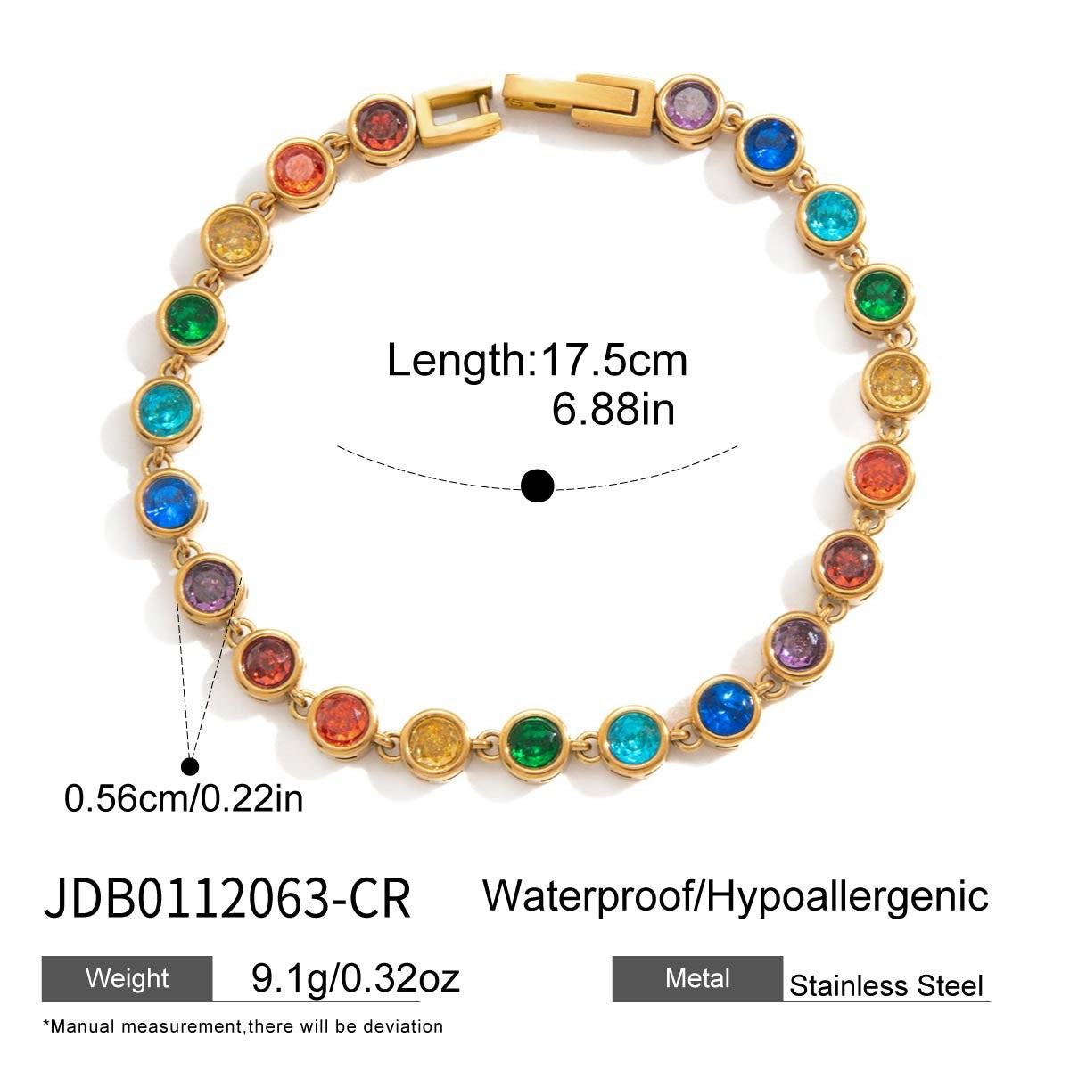 Aura Rainbow Round Tennis Bracelet
