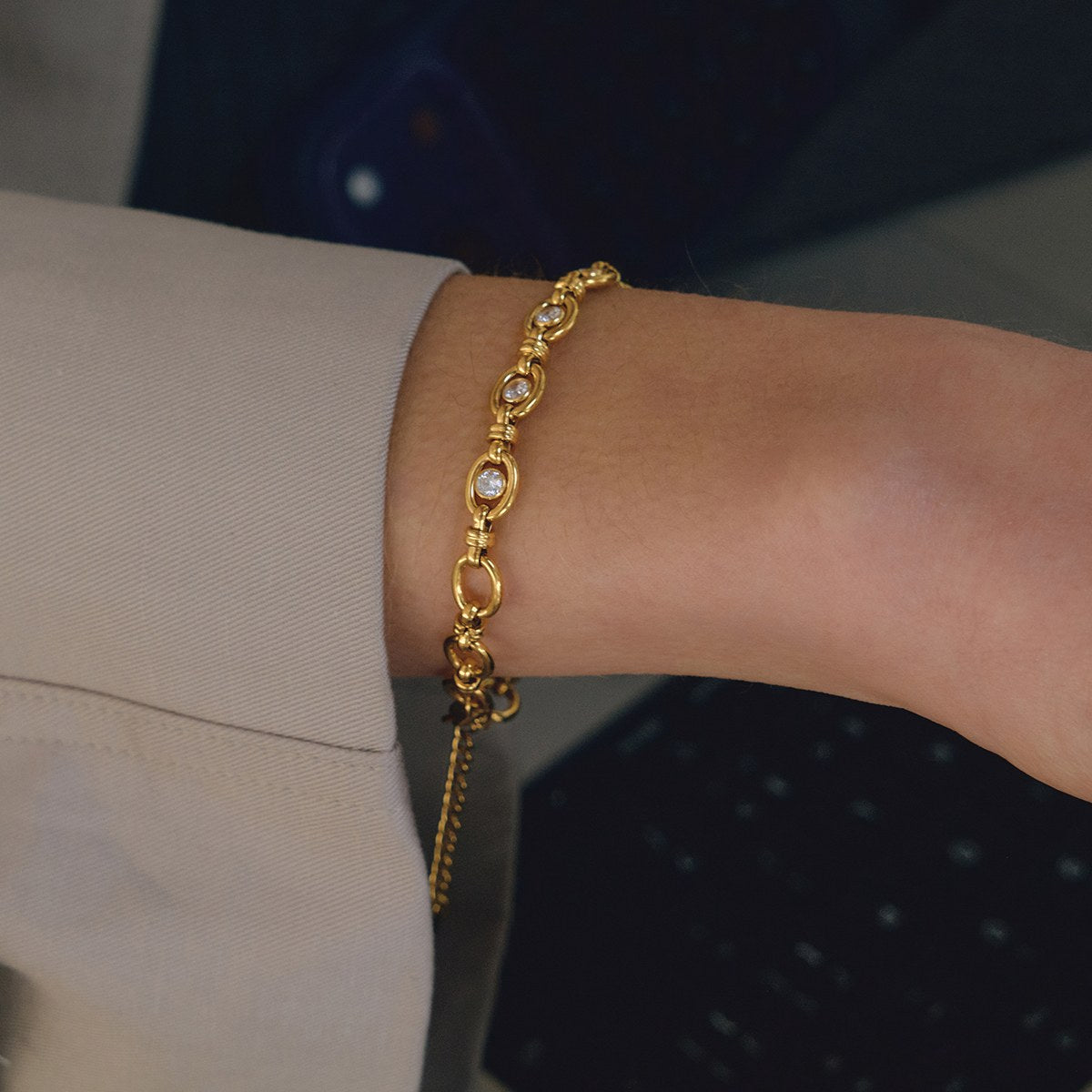 Golden Crystal Link Chain Bracelet