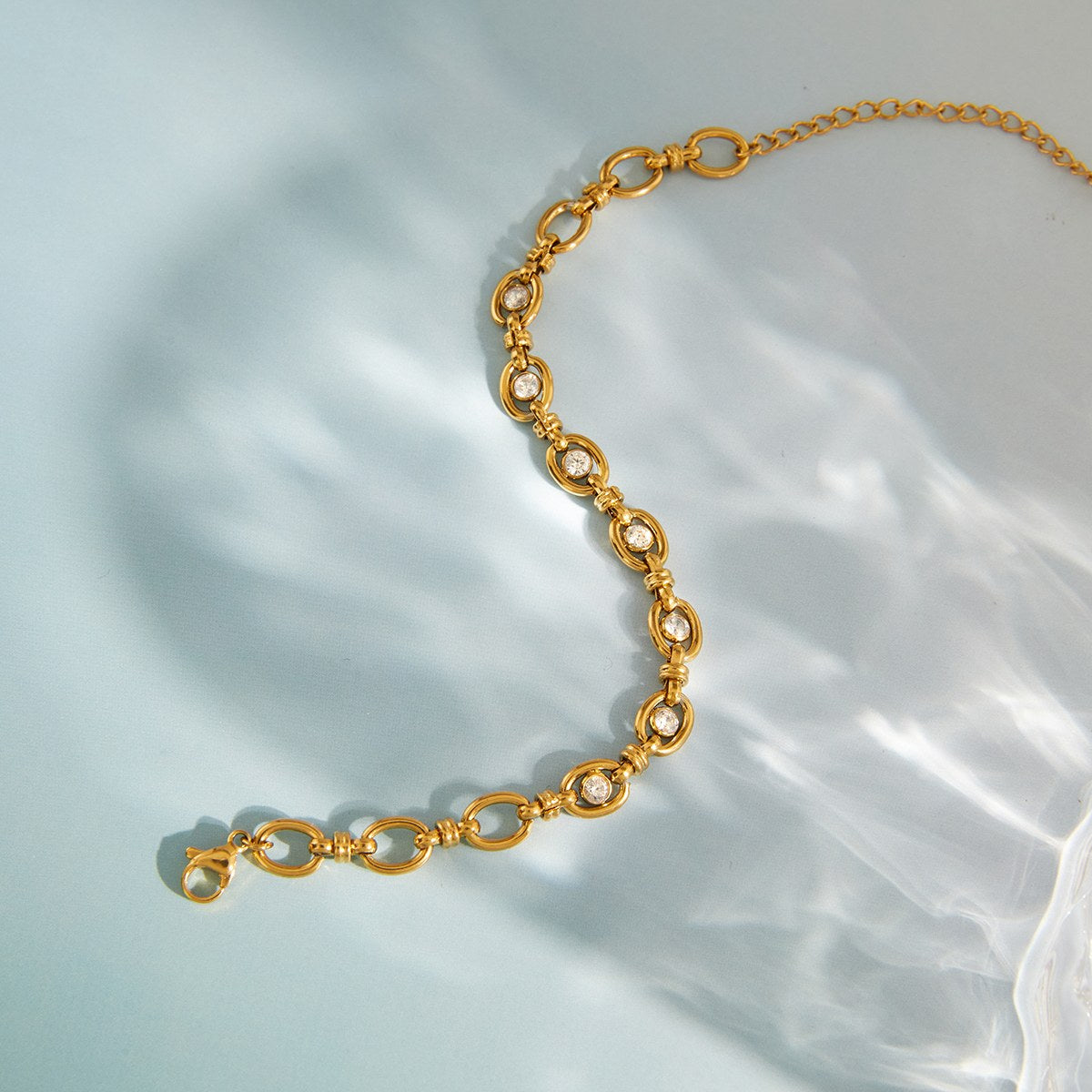 Golden Crystal Link Chain Bracelet