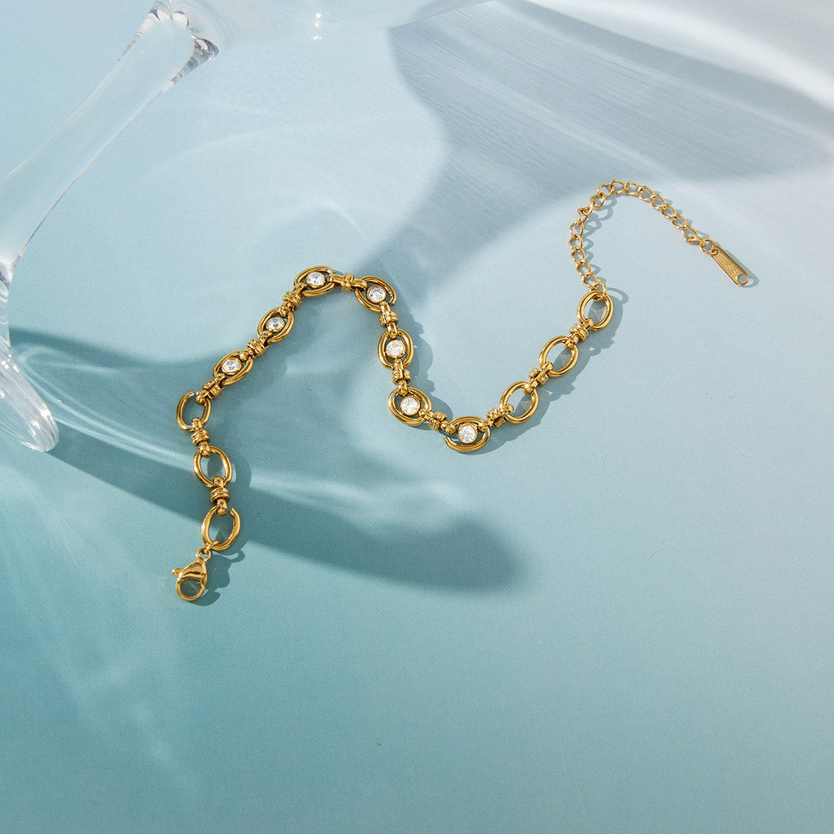 Golden Crystal Link Chain Bracelet