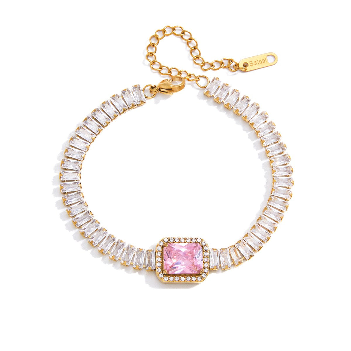 Iconic Pink Baguette Tennis Bracelet