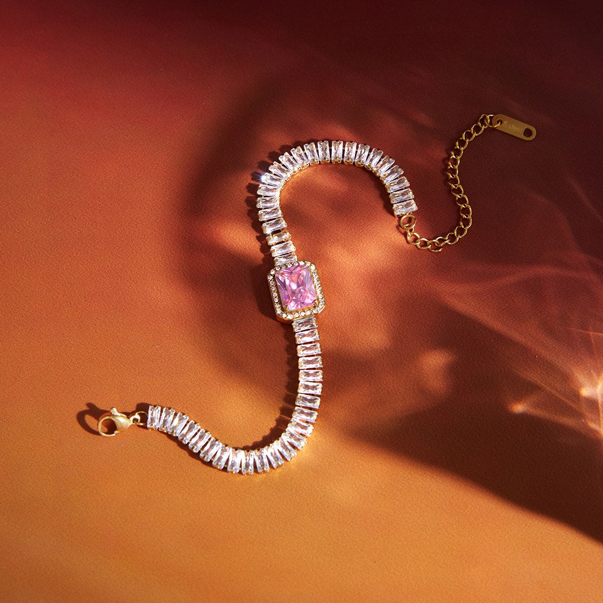 Iconic Pink Baguette Tennis Bracelet