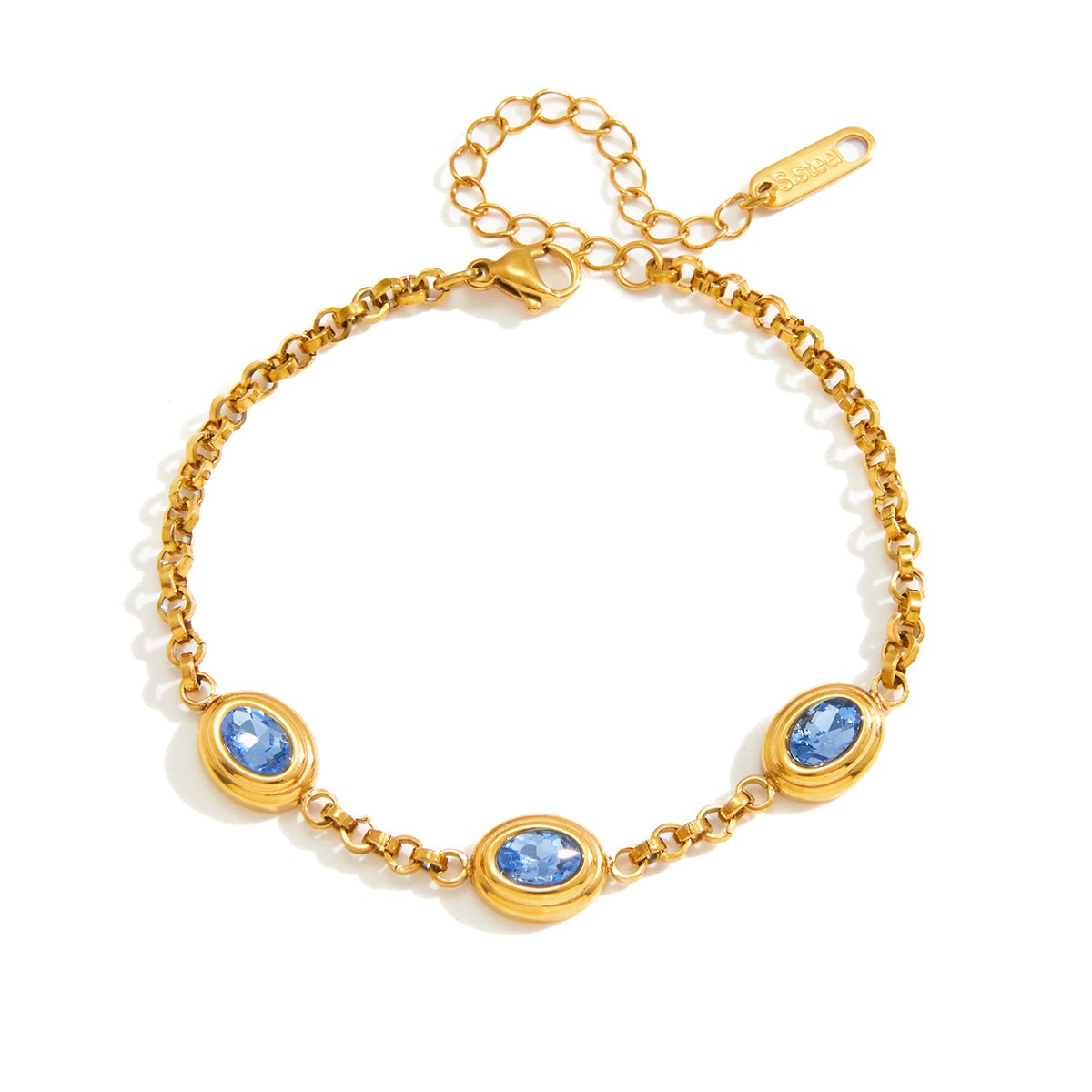 Glowing Blue Oval Chain Bracelet