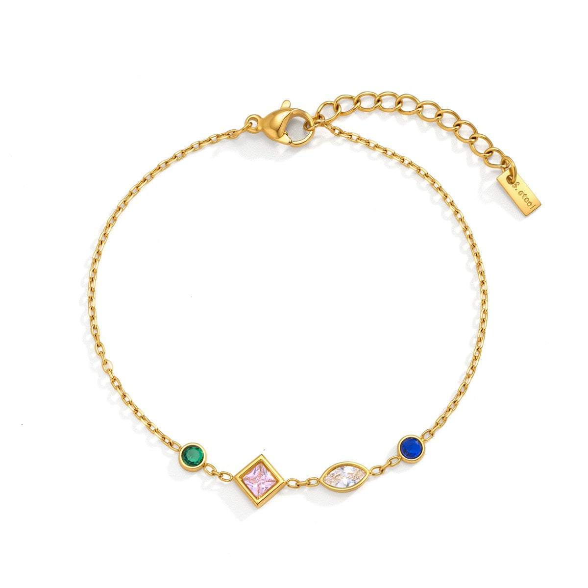 Pretty Pink Diamond Charm Bracelet