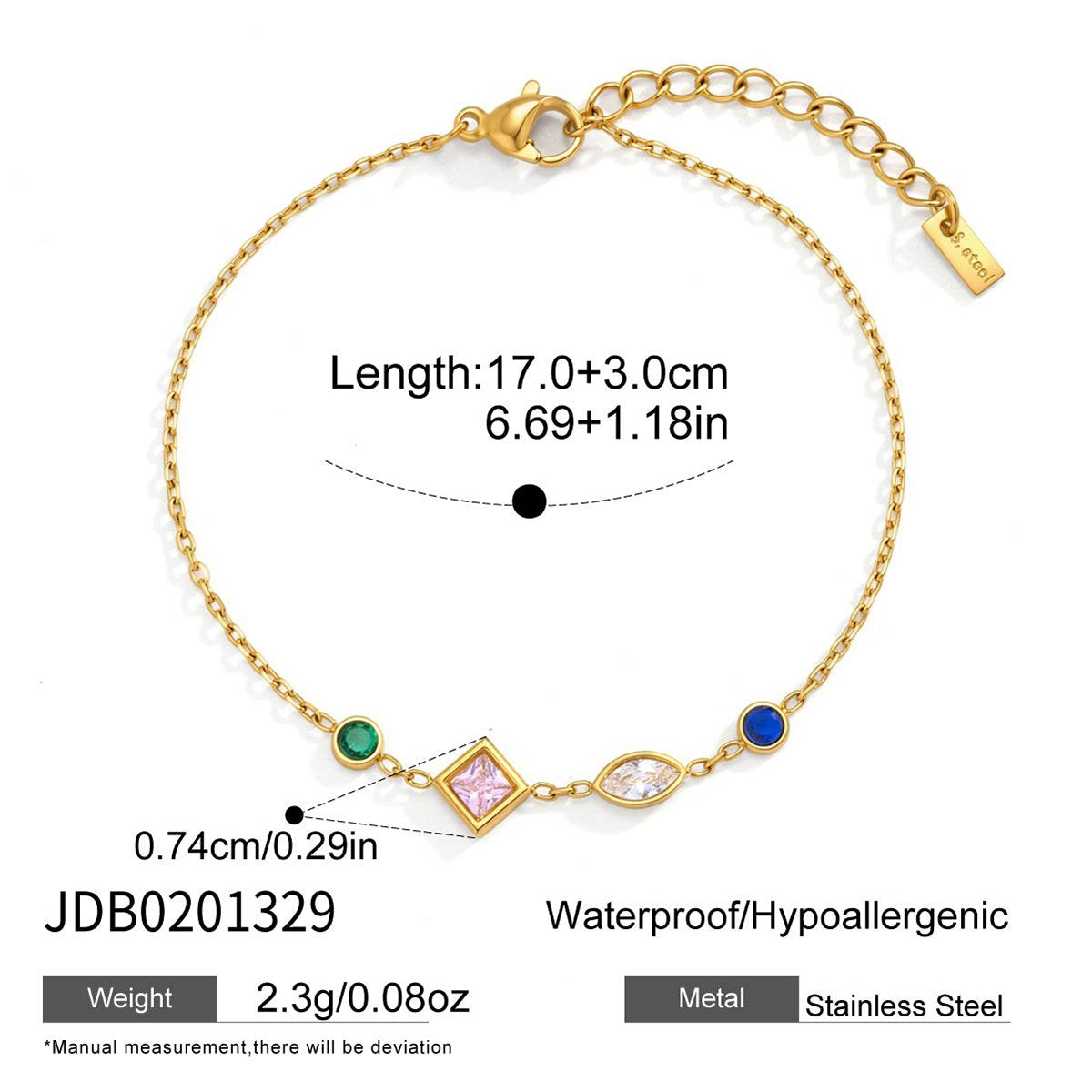 Pretty Pink Diamond Charm Bracelet