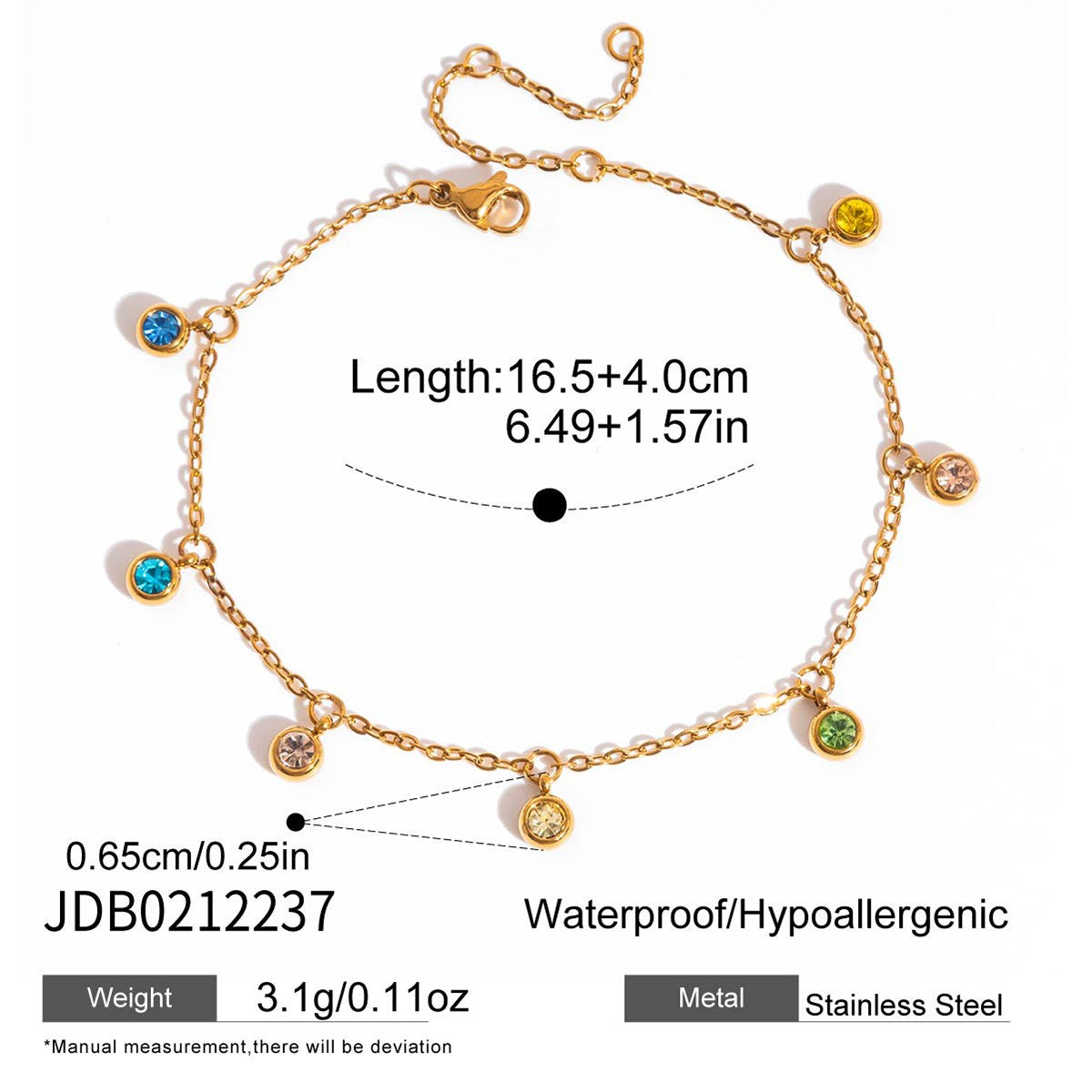 Aura Rainbow Drop Charm Bracelet