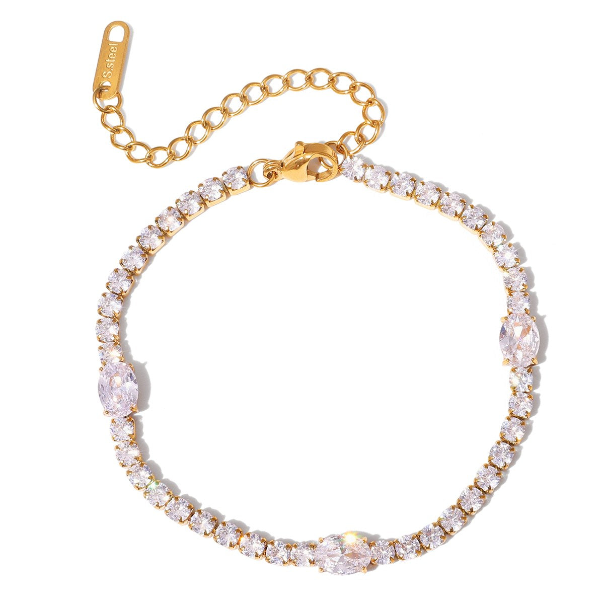 Elevated Oval Accent Tennis Bracelet