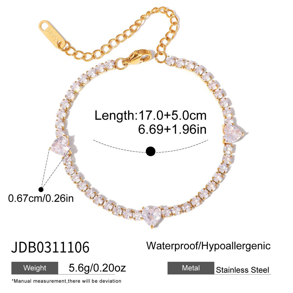 Chosen Heart Accent Tennis Bracelet