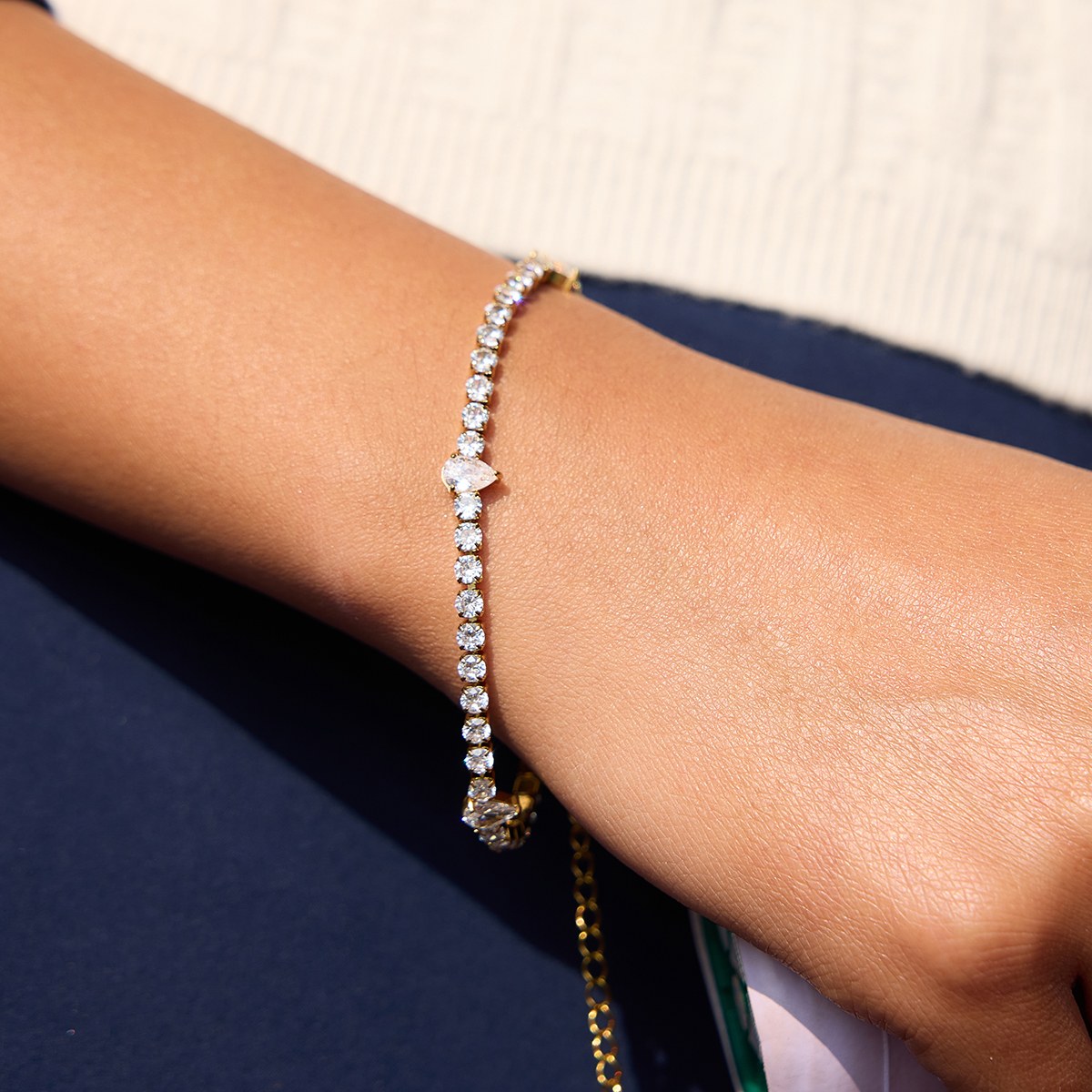 Her Pear Accent Tennis Bracelet