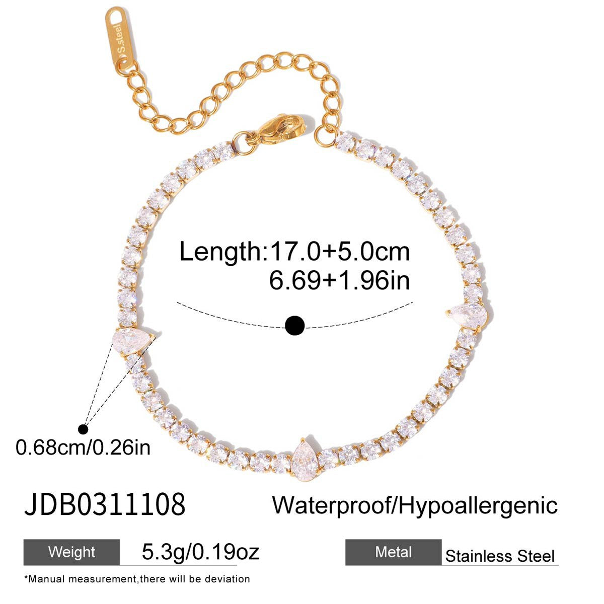 Her Pear Accent Tennis Bracelet