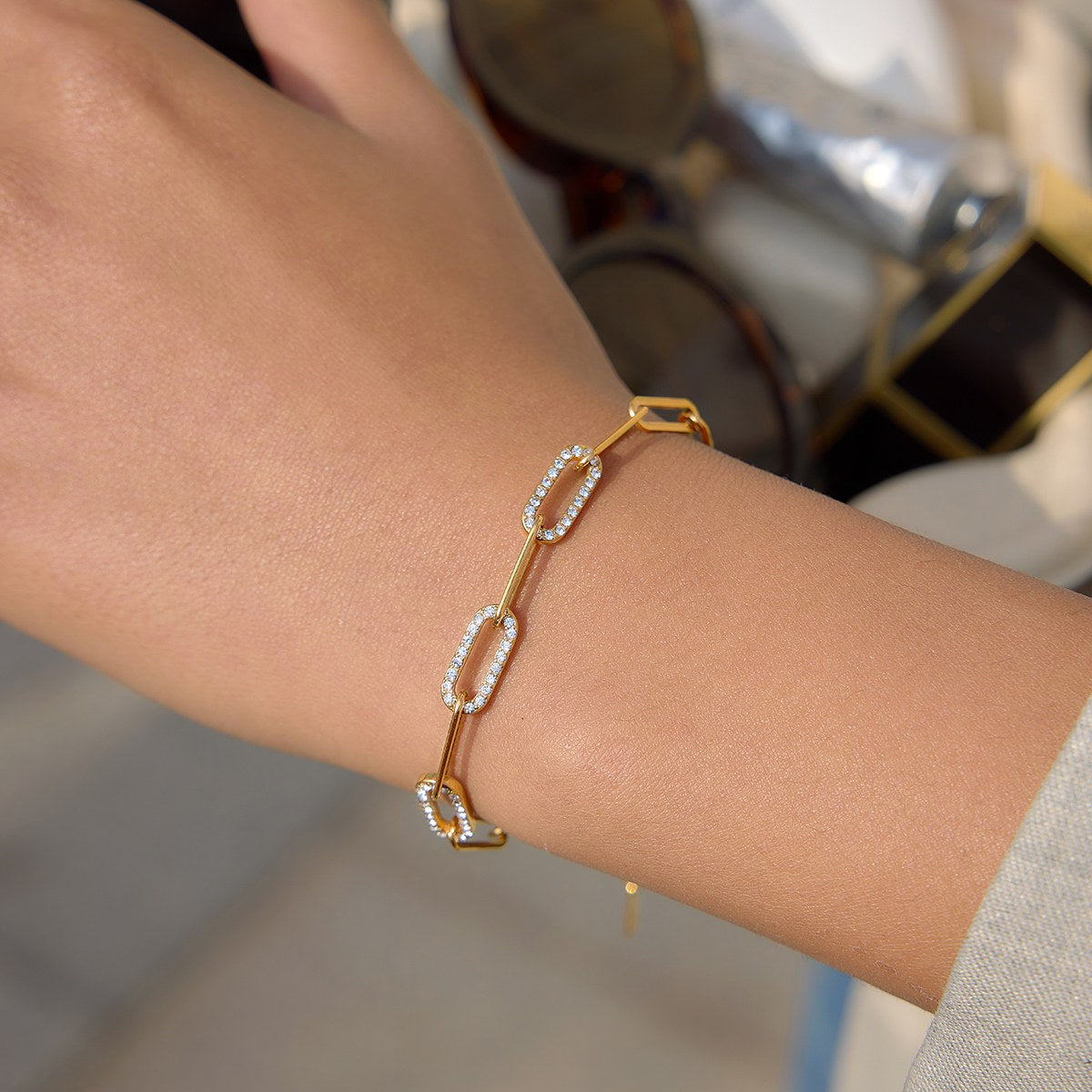 Golden Paperclip Chain Bracelet