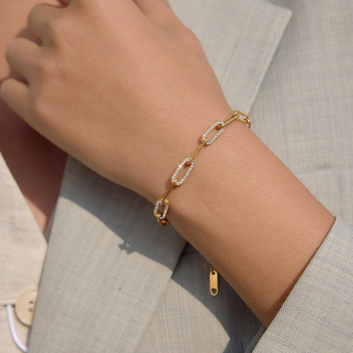 Golden Paperclip Chain Bracelet