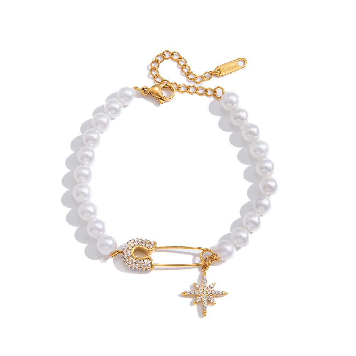 Muse Pearl Safety Pin Bracelet