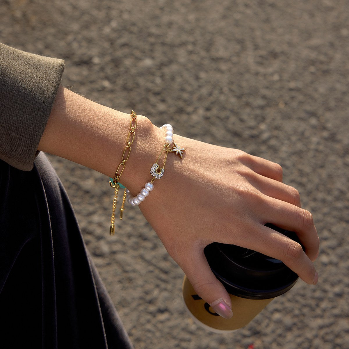 Muse Pearl Safety Pin Bracelet