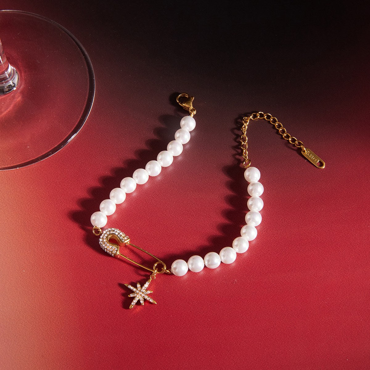 Muse Pearl Safety Pin Bracelet