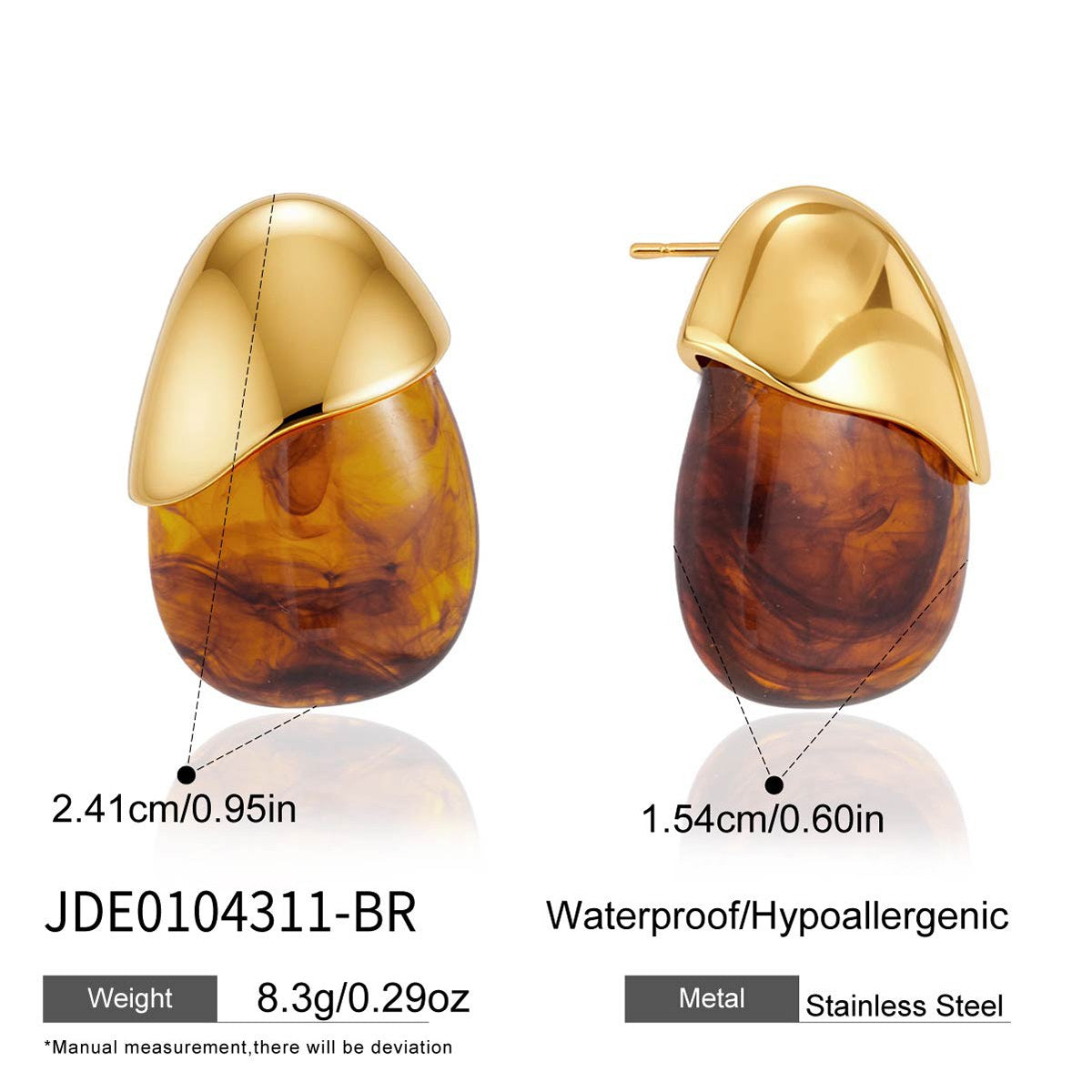 Golden Amber Pebble Earrings