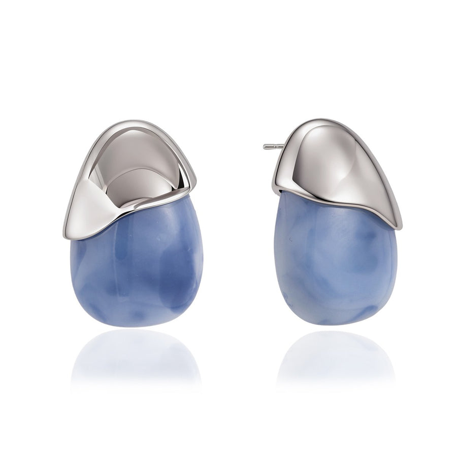 Bea Pebble Earrings · Blue Silver