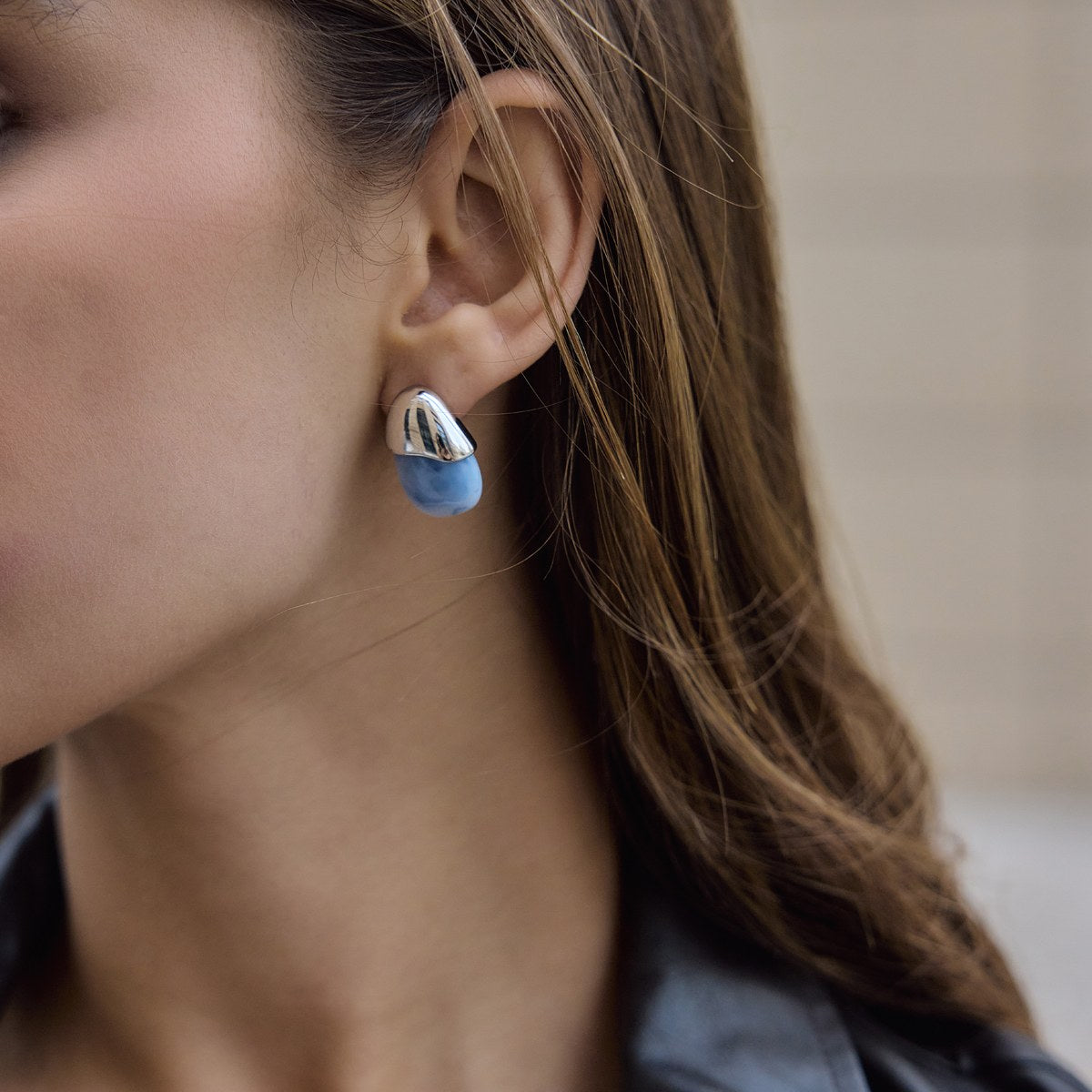 Rare Blue Pebble Earrings · Silver