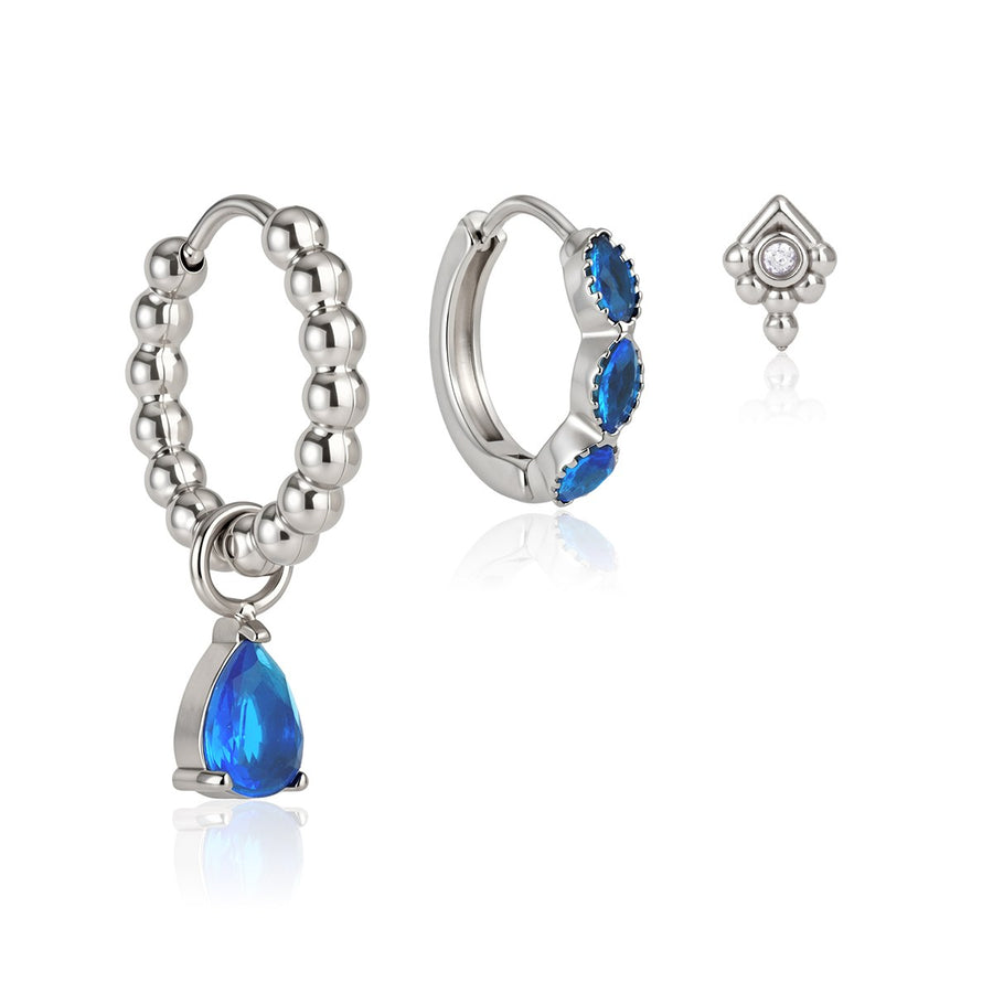Gala Drop Hoop Set · Silver