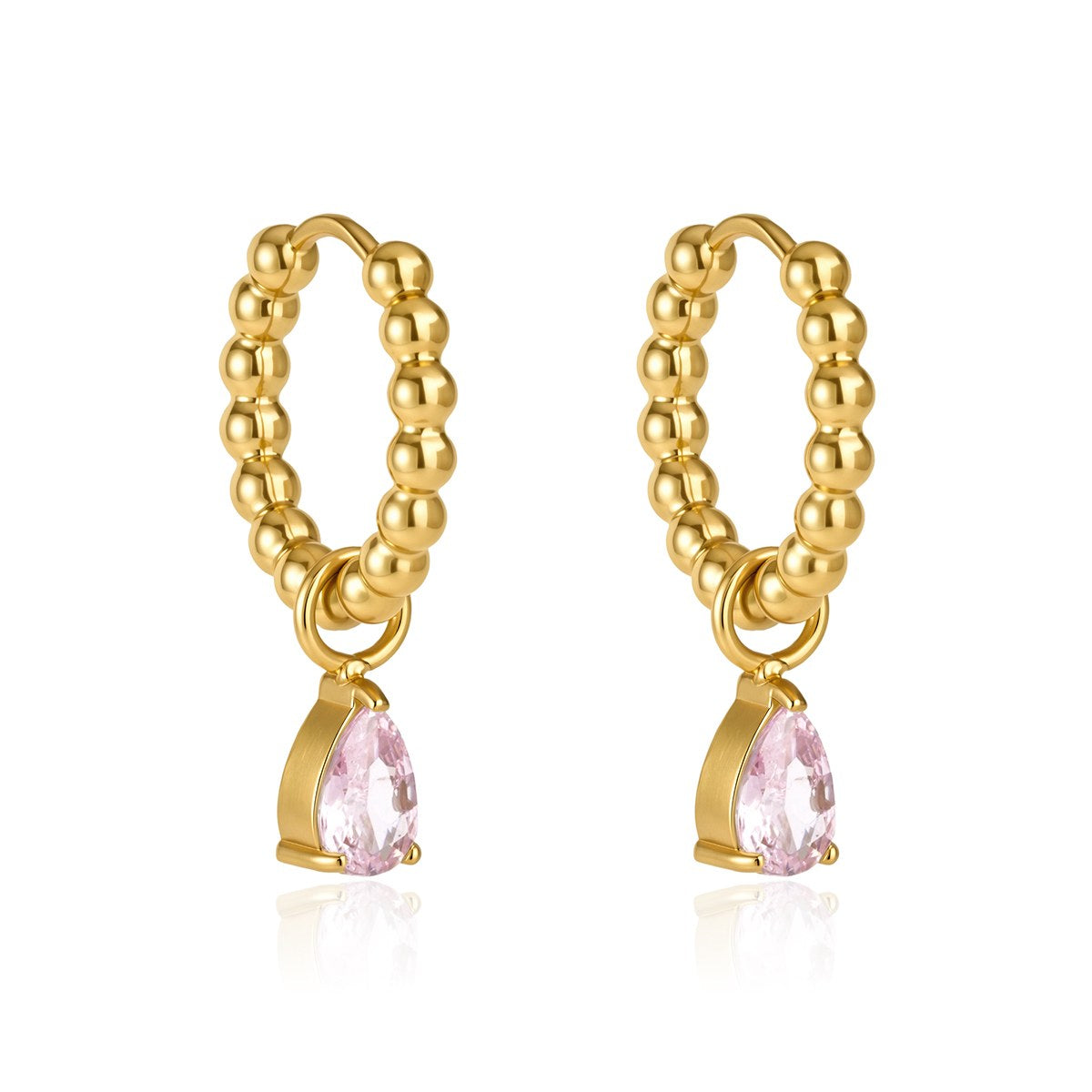 Pretty Pink Beaded Drop Hoops