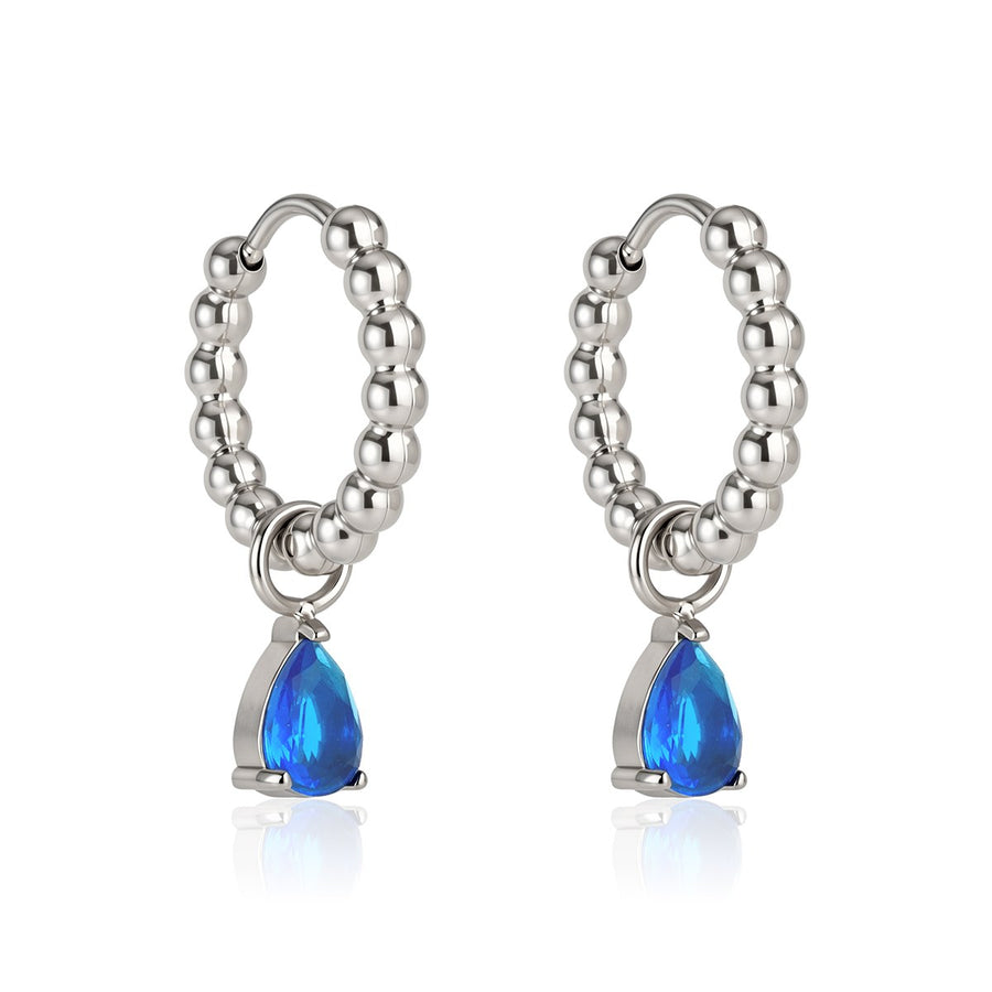 Hana Drop Hoops · Blue Silver