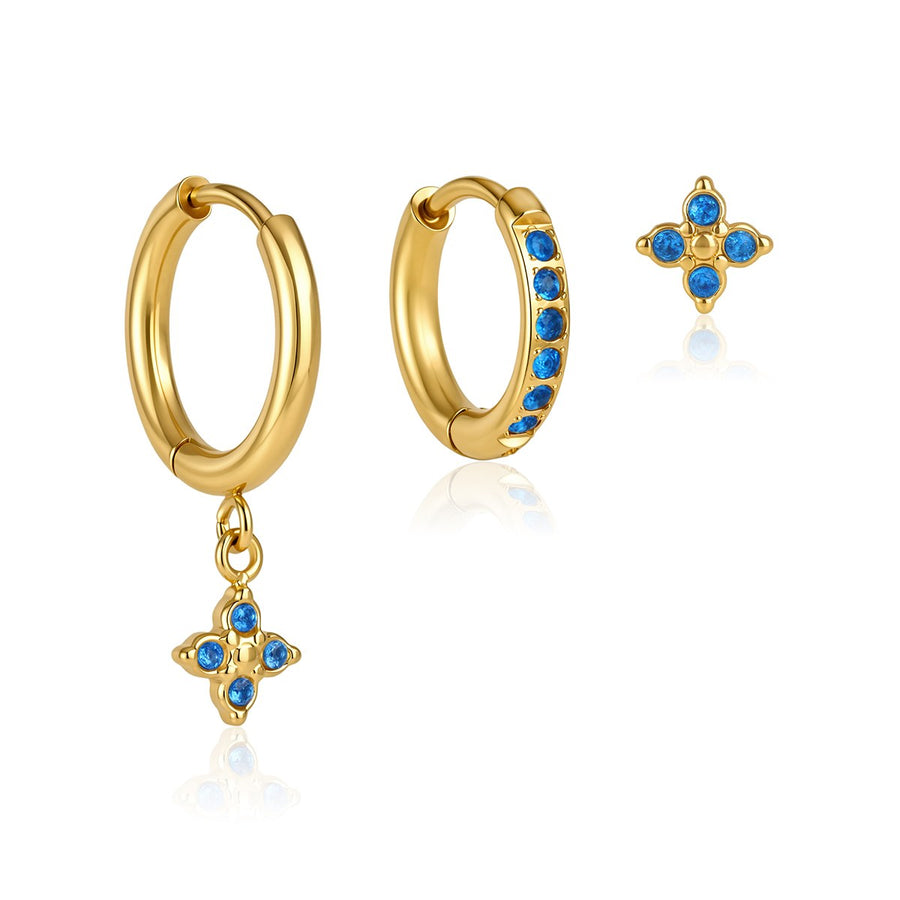 Jana Clover Hoop Set · Blue