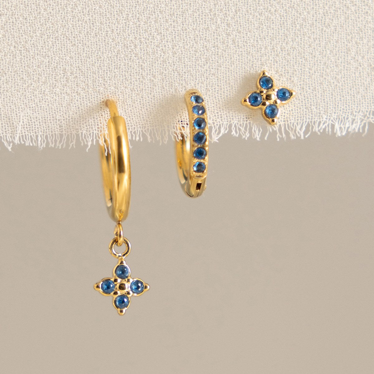 Her Blue Clover Hoop Set