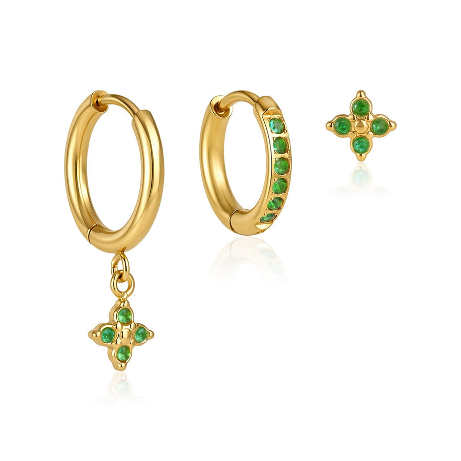 Jana Clover Hoop Set · Green