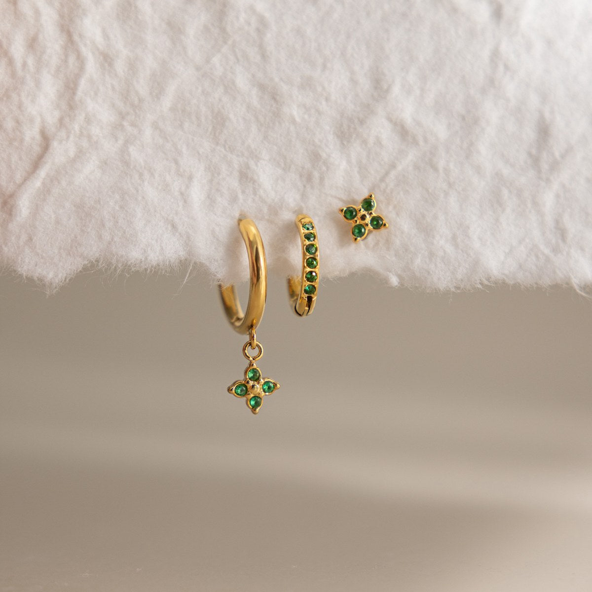 Her Green Clover Hoop Set