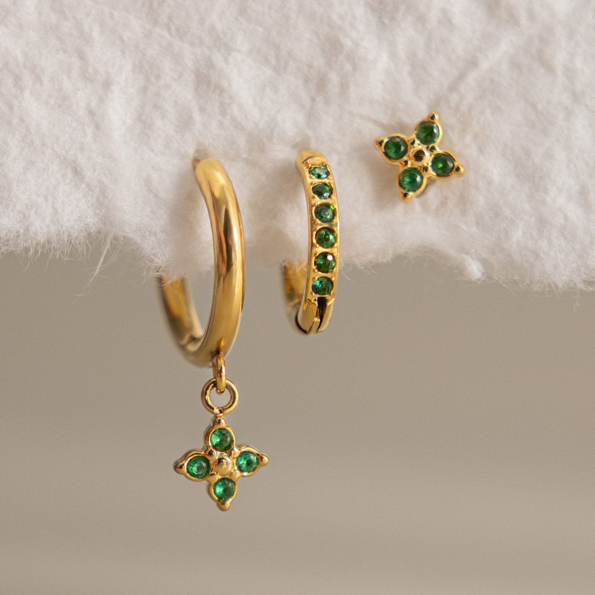 Her Green Clover Hoop Set