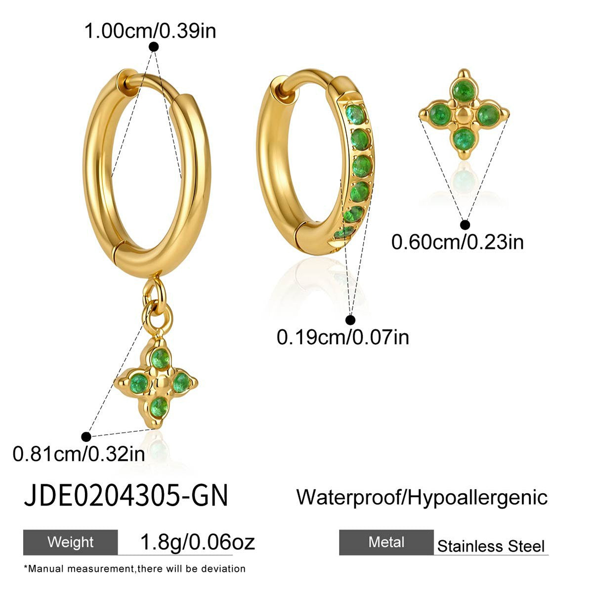 Her Green Clover Hoop Set