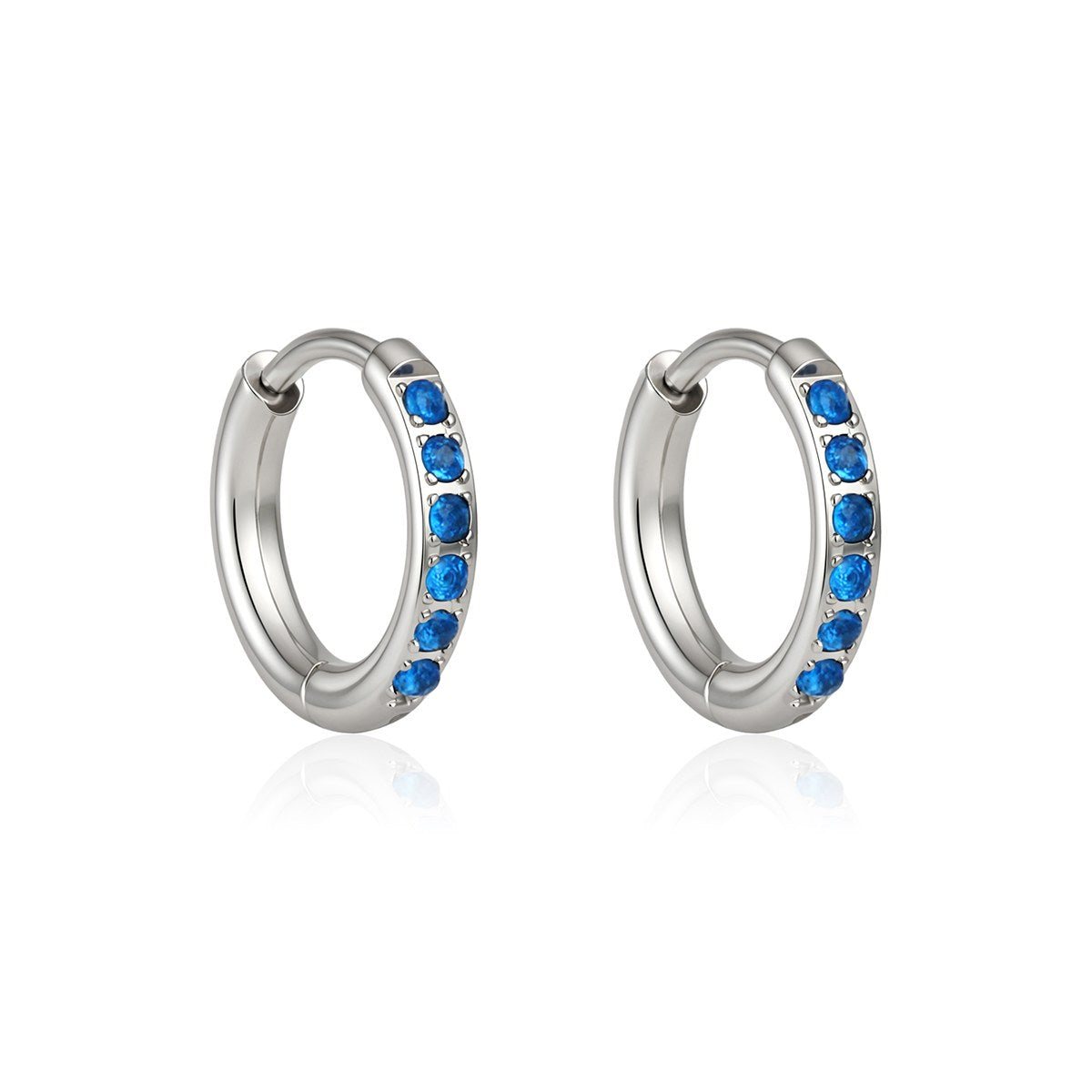 Aura Blue Pave Huggies · Silver