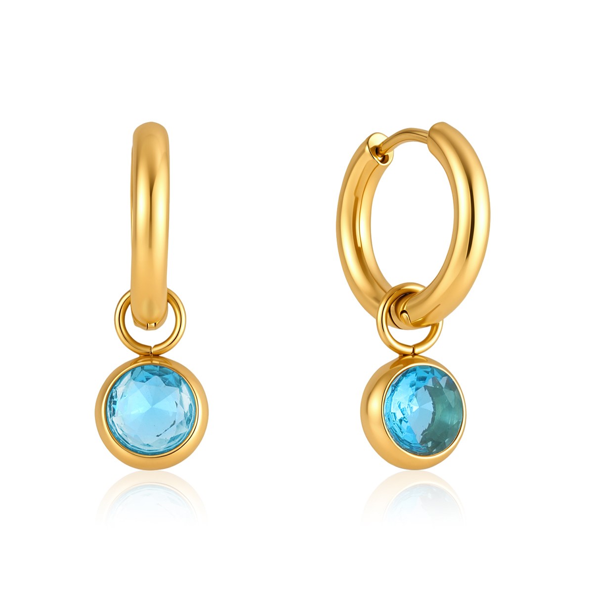Glowing Aqua Solitaire Drop Hoops