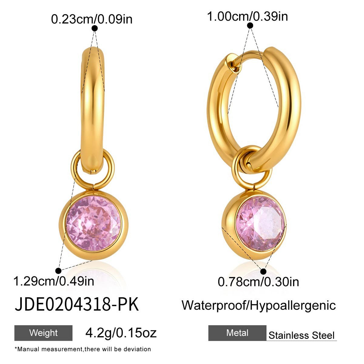 Pretty Pink Solitaire Drop Hoops