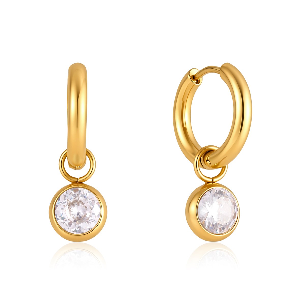 Elevated Crystal Solitaire Drop Hoops