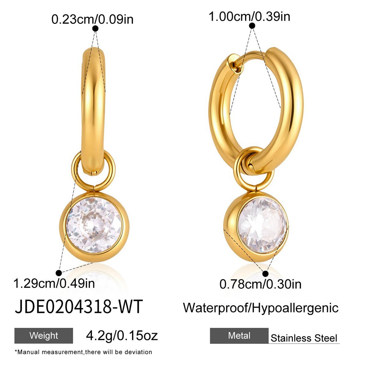 Elevated Crystal Solitaire Drop Hoops
