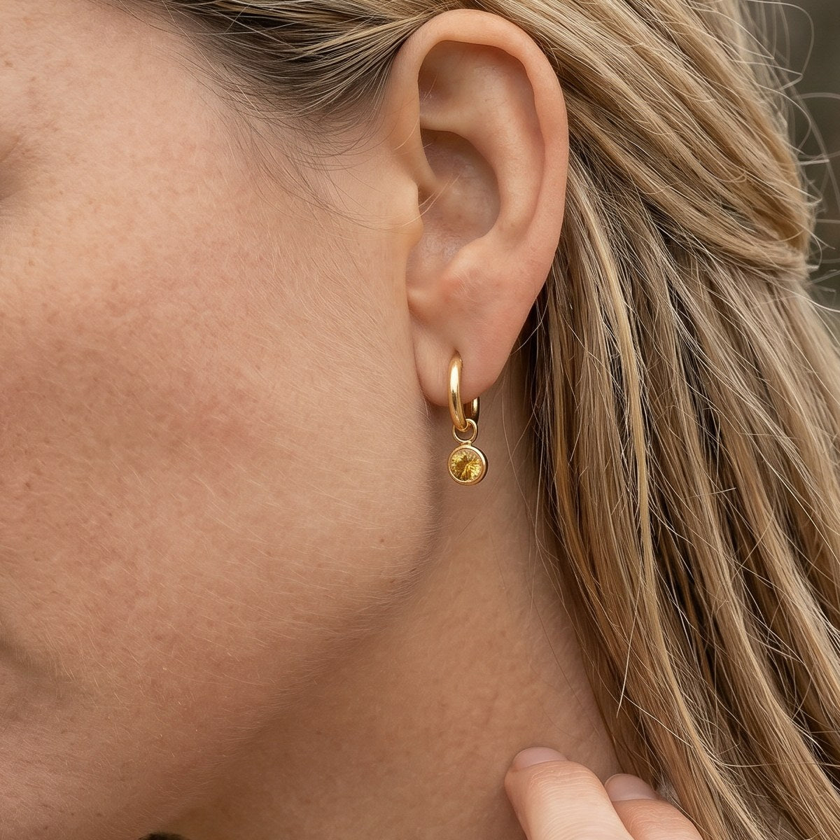 Golden Yellow Solitaire Drop Hoops