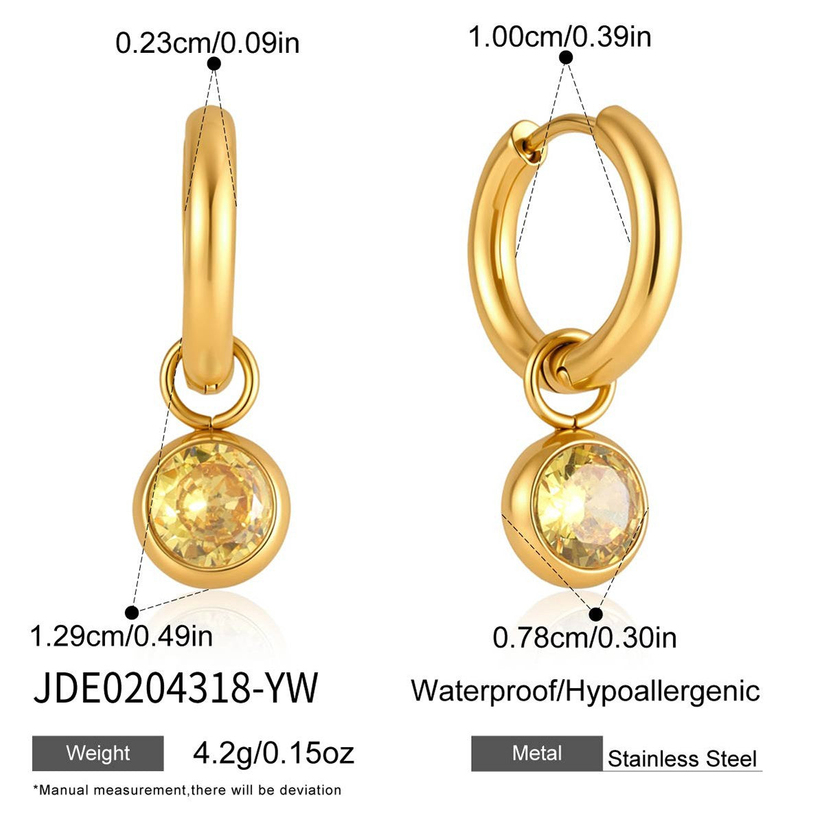 Golden Yellow Solitaire Drop Hoops