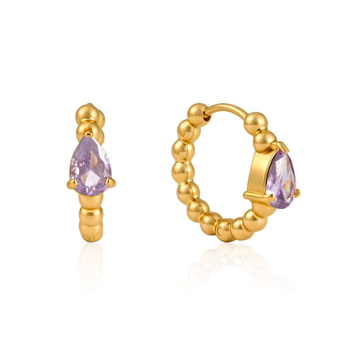 Aura Lilac Beaded Gem Hoops