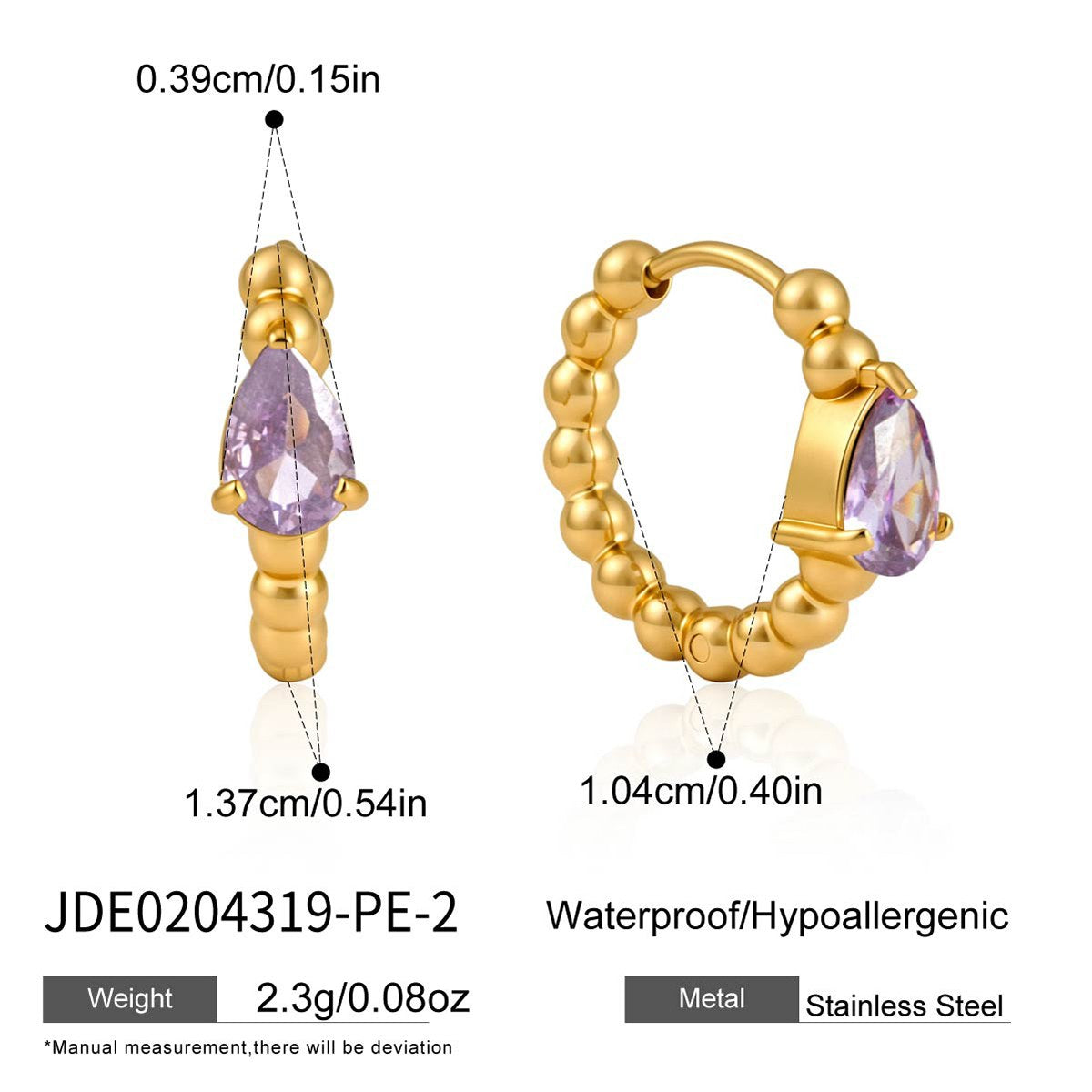 Aura Lilac Beaded Gem Hoops