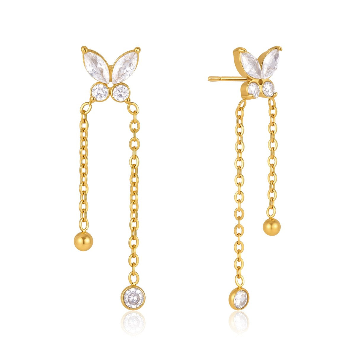 Becoming Butterfly Chain Drop Earrings