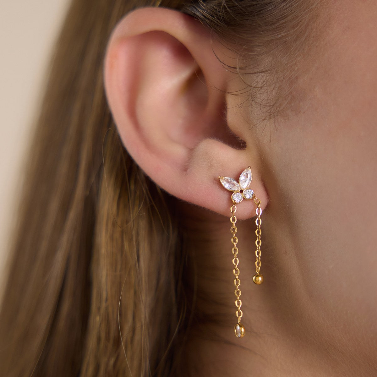 Becoming Butterfly Chain Drop Earrings
