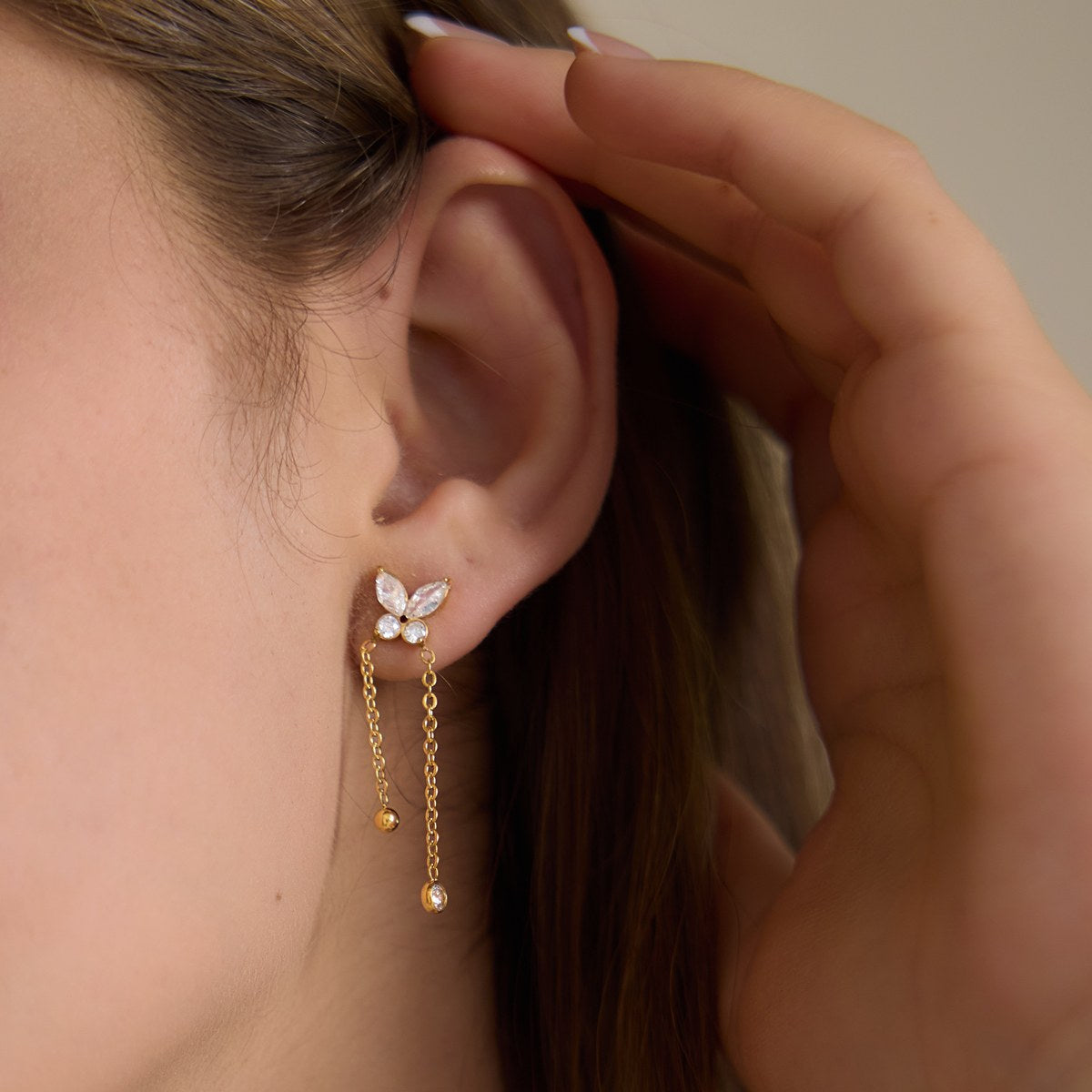 Becoming Butterfly Chain Drop Earrings