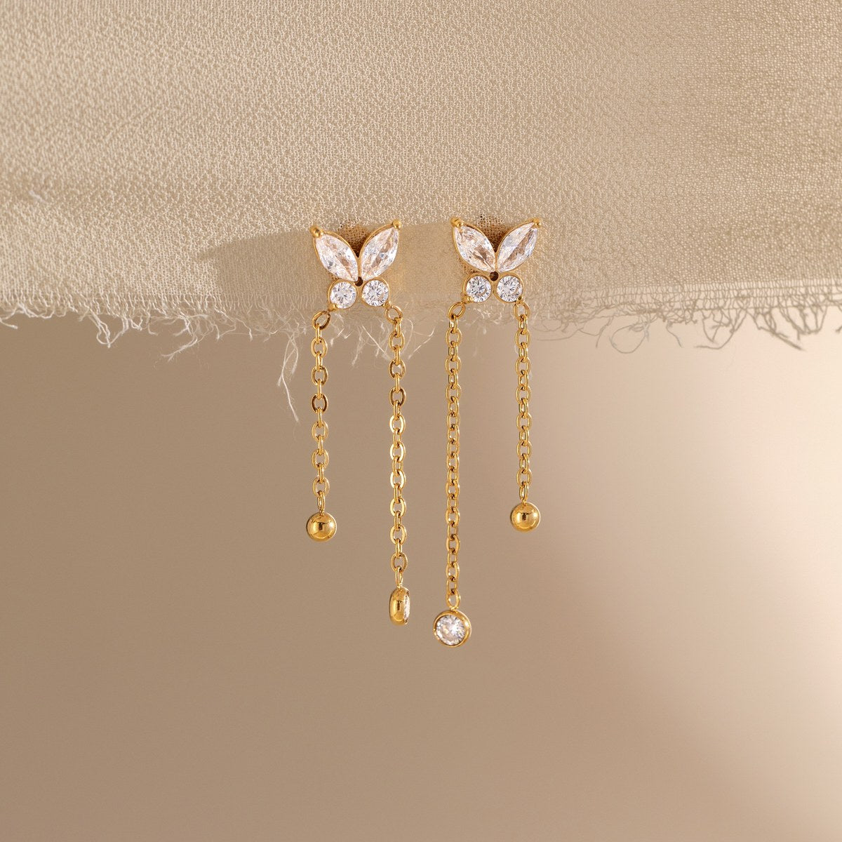 Becoming Butterfly Chain Drop Earrings