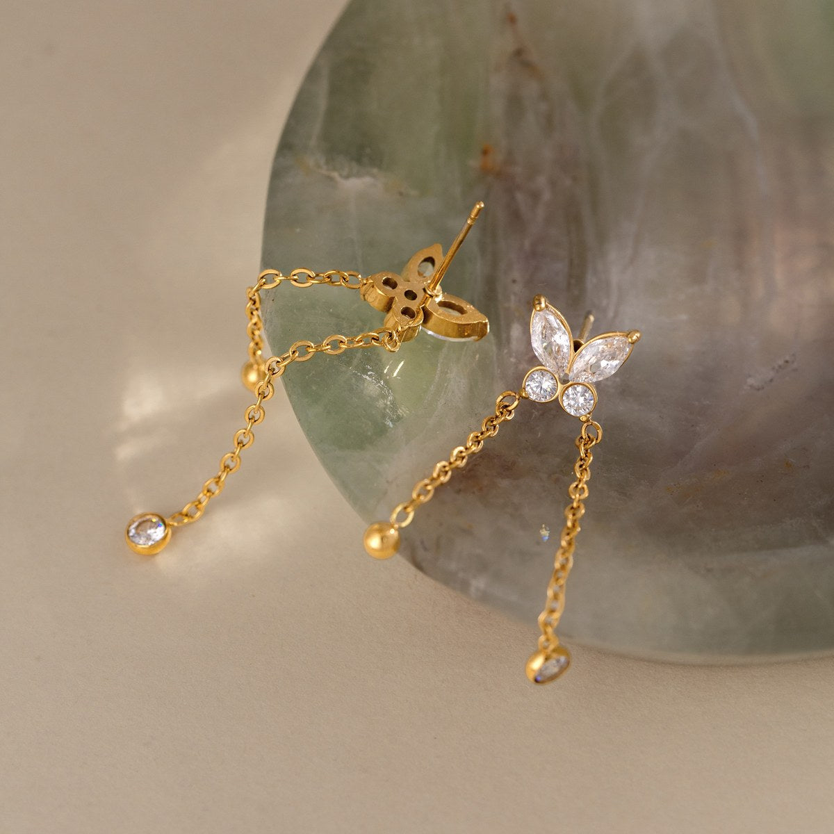 Becoming Butterfly Chain Drop Earrings