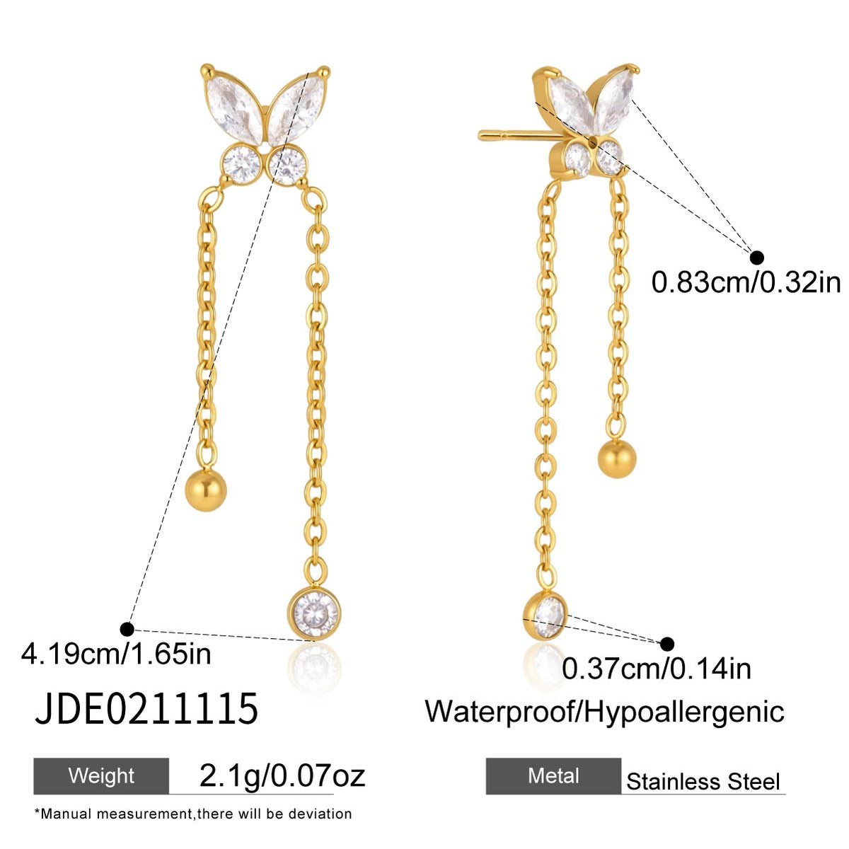 Becoming Butterfly Chain Drop Earrings